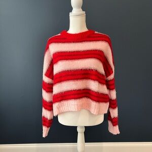 Urban Outfitters Red and Pink Striped Sweater